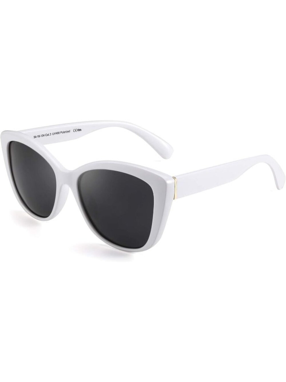 Women's White Polarized Vintage Sunglasses American Square Jackie O Cat Eye